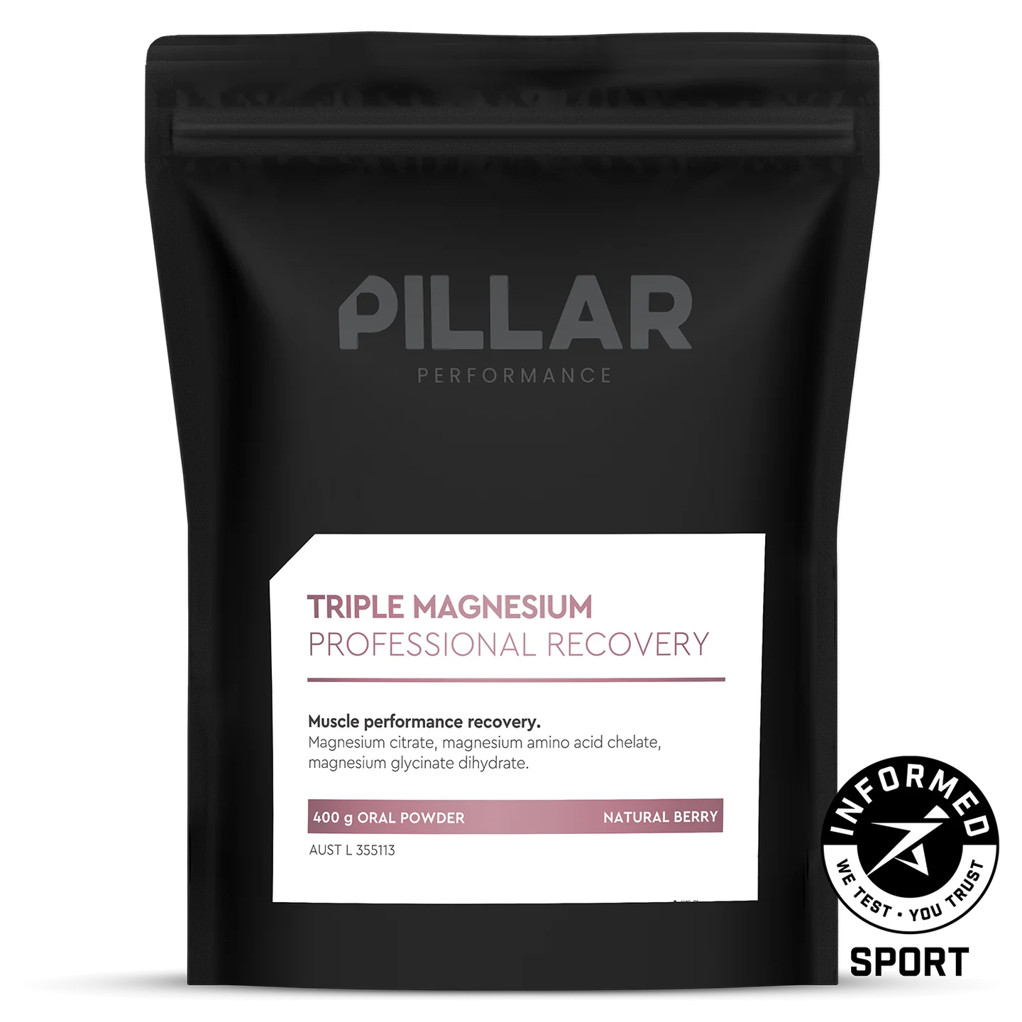 PILLAR PERFORMANCE - Triple Magnesium Powder Natural Berry - Volume Pack