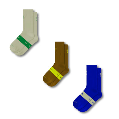 Flight Sock 3 Pack - Sand / Brown / Blue