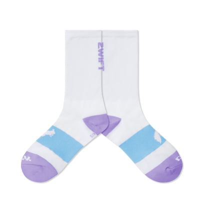 Cycling Socks - Watopia Essentials White w/ Lavender